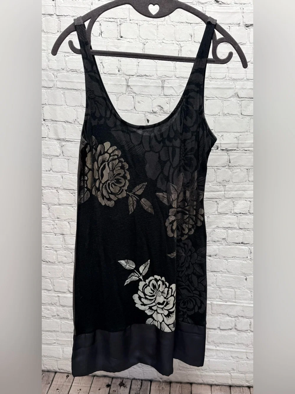 Express Black Tank Dress with Silver Floral Print - Picture 4 of 5